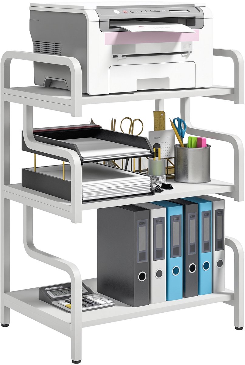 HOMCOM Printer Stand-Spanplatte, Stahl-55B x 40T x 77H cm-Weiß