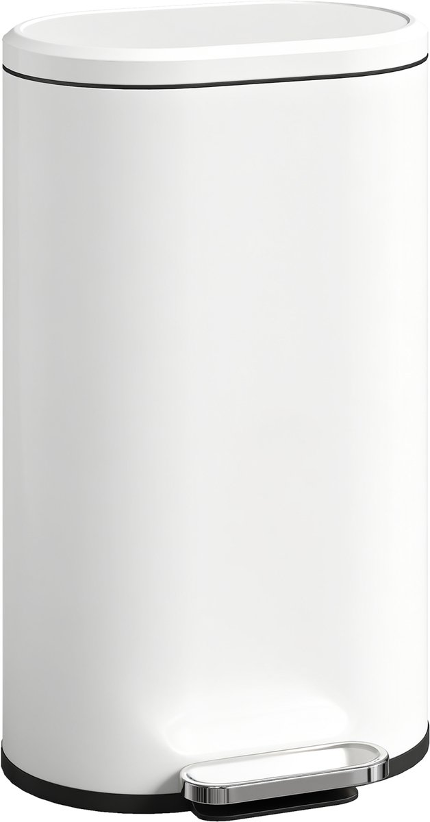 HOMCOM Trash Can-Metall, Kunststoff-36,5L x 31B x 61H cm-Cremeweiß
