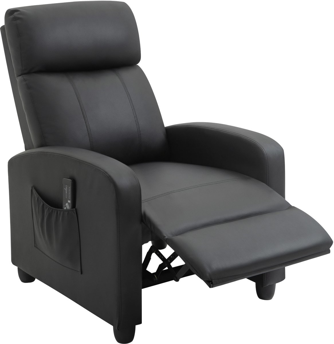 Massagefauteuil Relax met Afstandsbediening en 8 Programma's, Verstelbare Rugleuning en Voetensteun, 68x88x98cm, Zwart