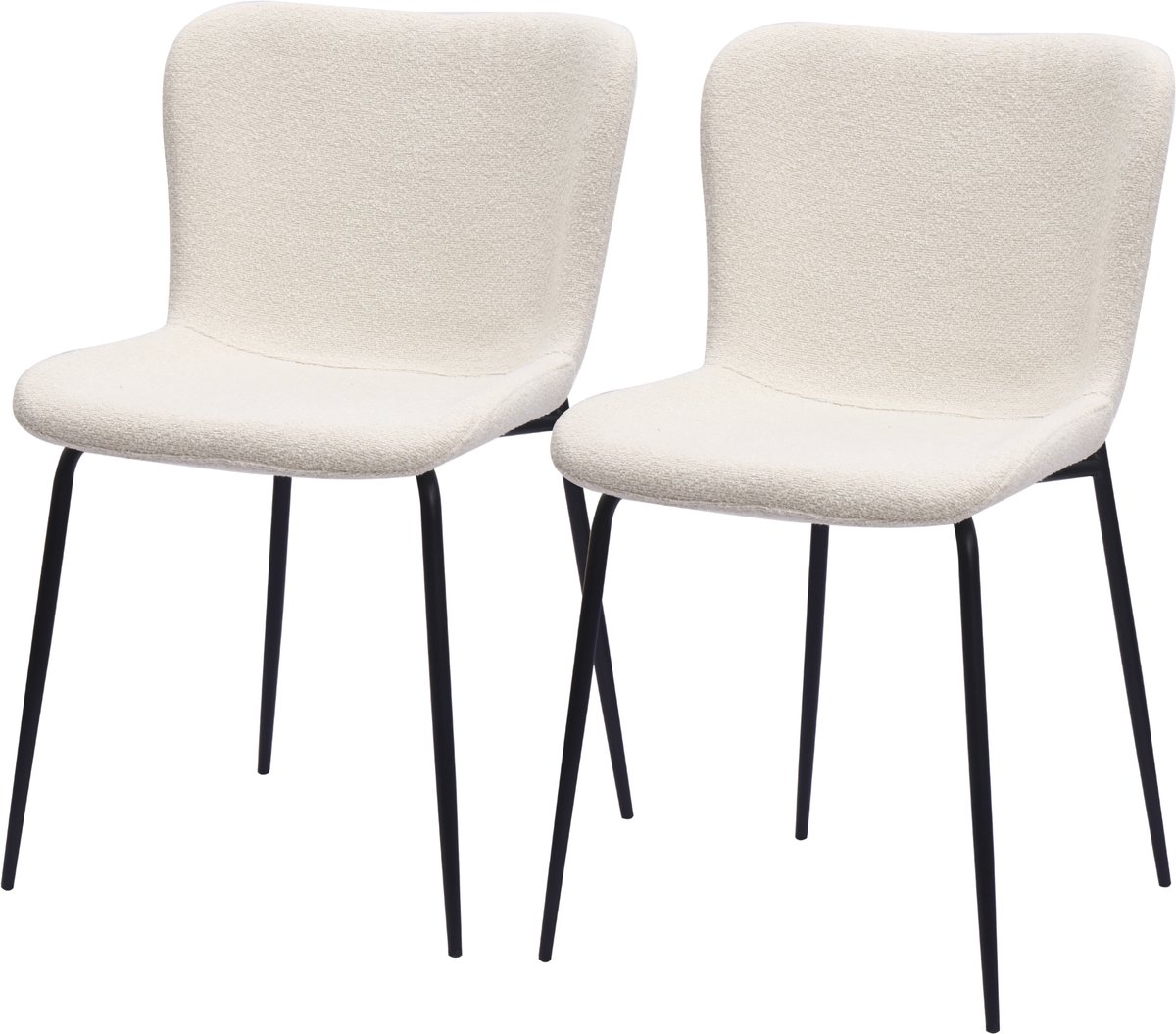 Clruro Eetkamerstoel Set van 2 - Hoge Ronde Rug - Ergonomisch - Stof/Metaal - Wit/Beige/Smaragdgroen