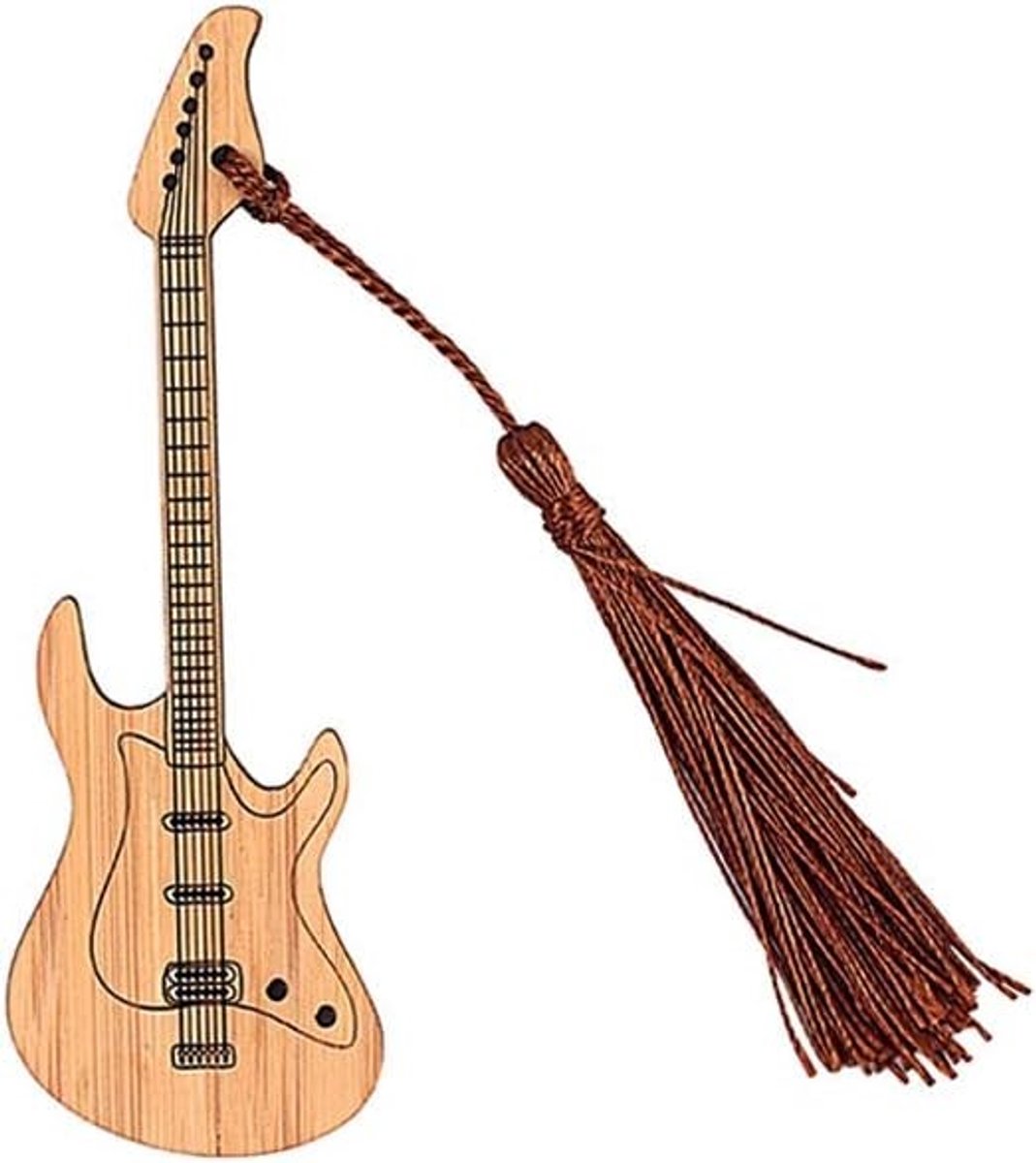 Design Gitaar Bamboo Boekenlegger met Kwastjes voor DIY Projecten en Cadeaus - Perfect voor Muziekliefhebbers en Creatieve Geesten