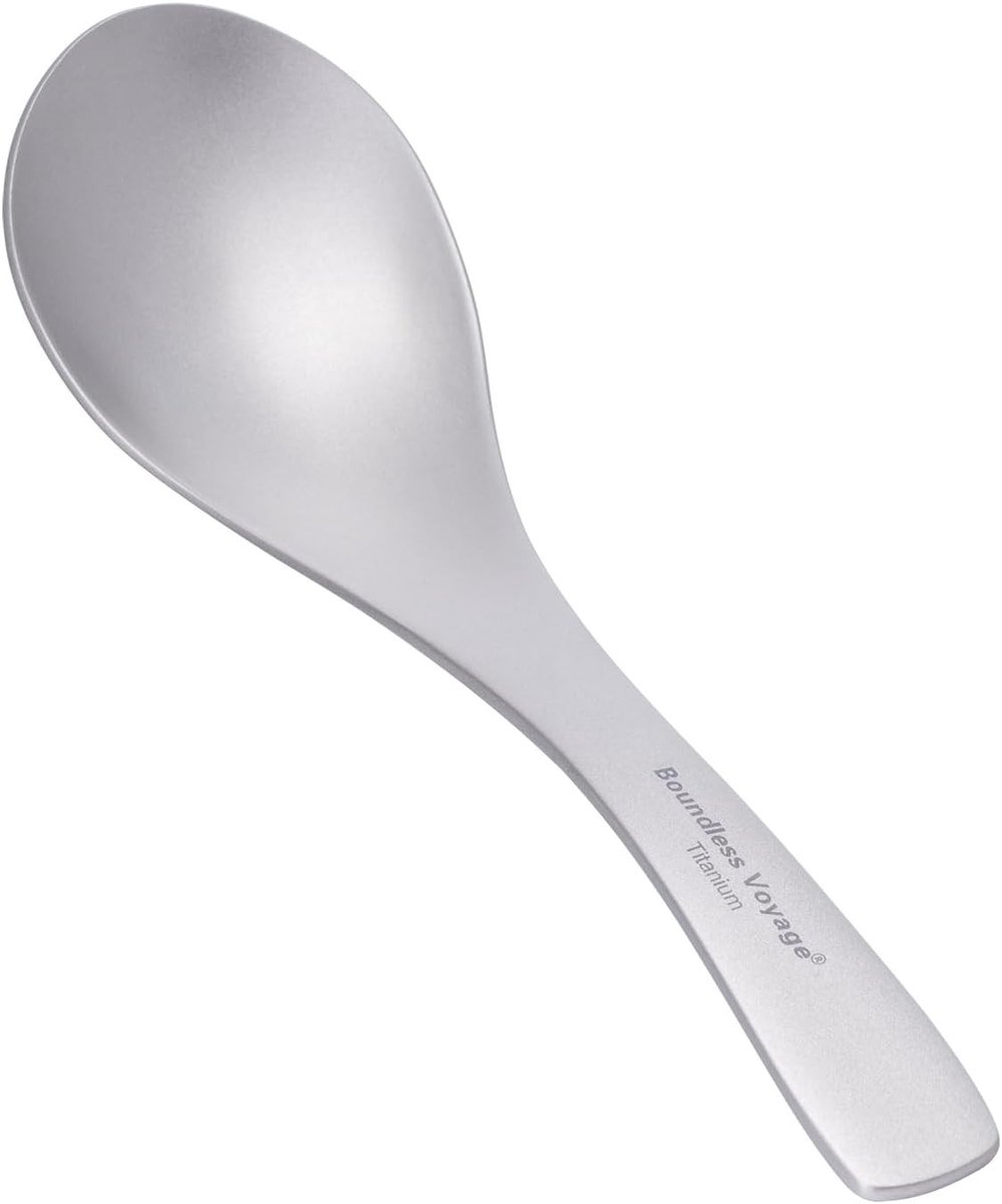 Titanium Camping Bestekset met Lepel, Soeplepel en Rijstlepel - Lichtgewicht Kookgerei voor Buiten, 14 cm, 1 Stuk