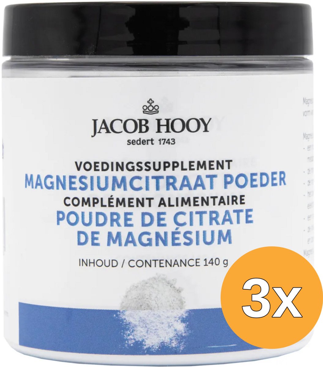 3x Jacob Hooy Magnesiumcitraat poeder (140 gr)