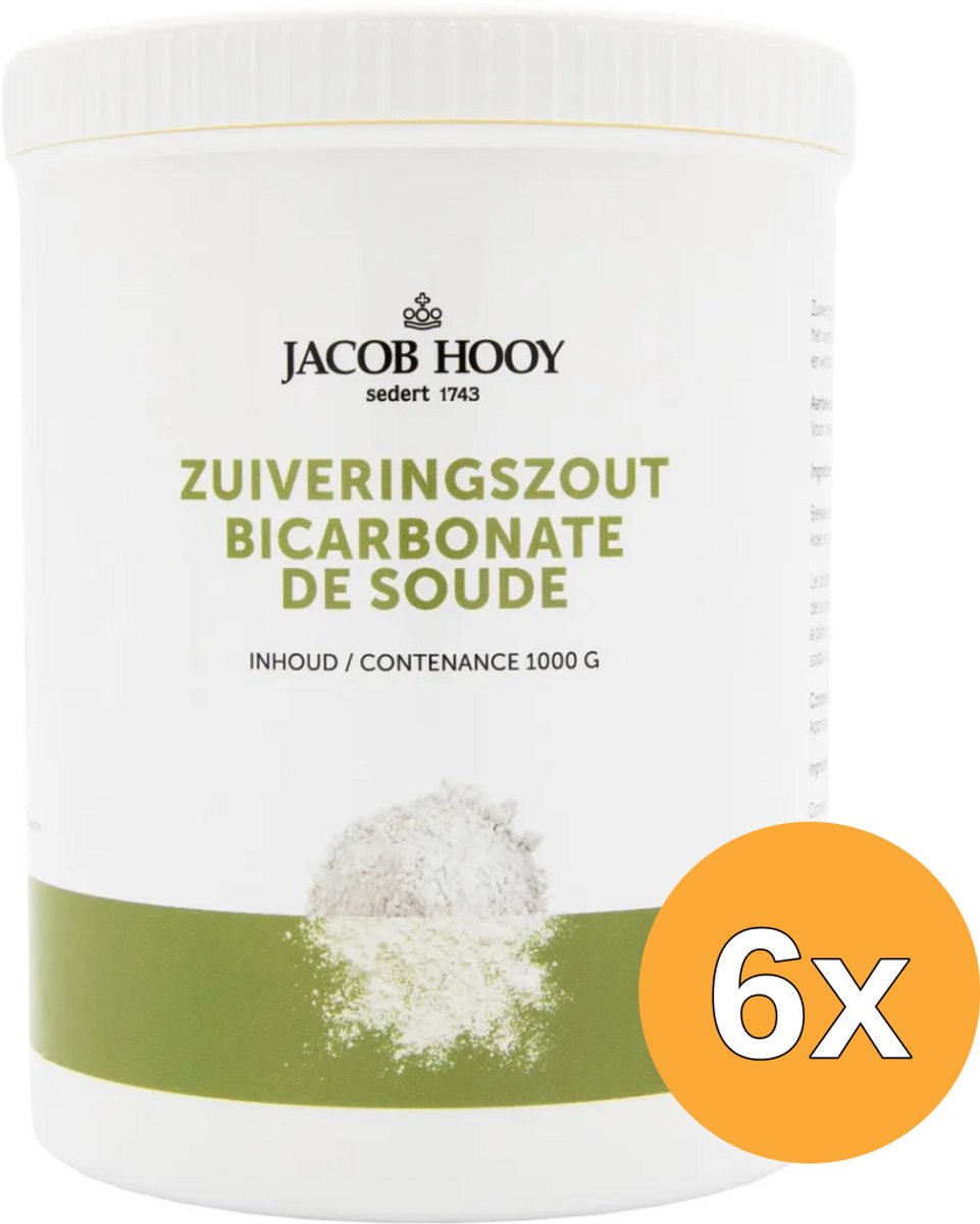 6x Jacob Hooy Zuiveringszout natrium bicarbonaat pot (1000 gr)