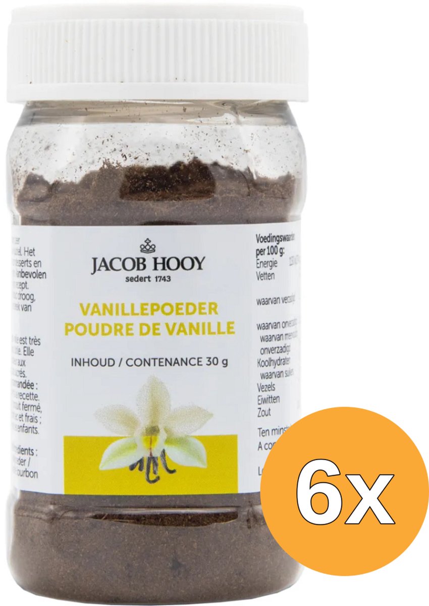6x Jacob Hooy Vanille Poeder Bourbon (30 gr)
