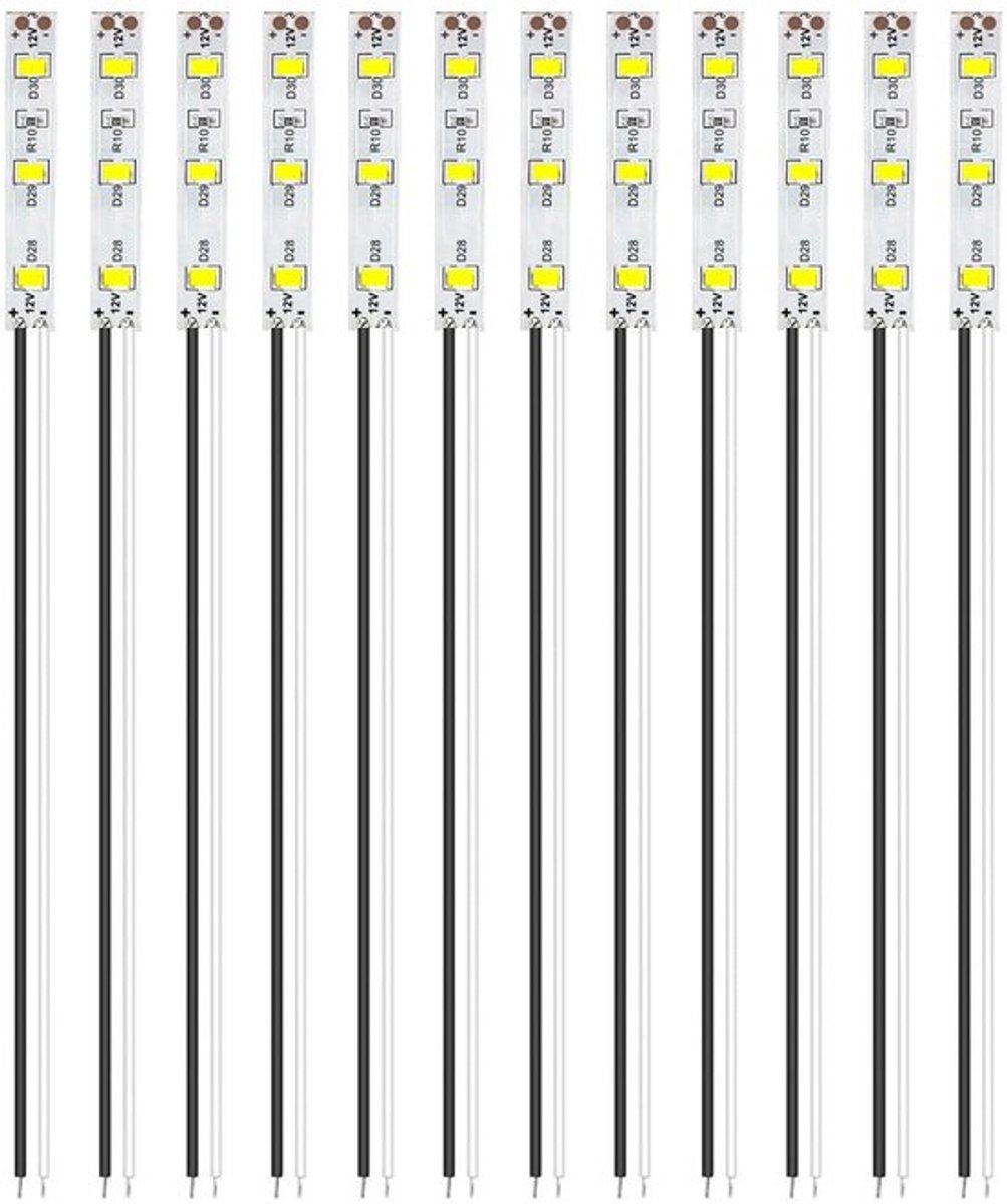 Voordraadstrips 12 Stuks - 50 mm - 2335 SMD LED - 12-18V LED Strip - Modelbouw Verlichting - Flexibel en Veilig - Ledstrip