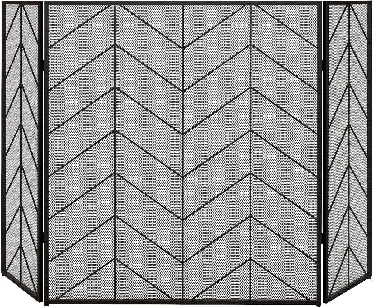 HOMCOM-Kaminschutzgitter-Stahl-135L x 1,2B x 85H cm-Schwarz