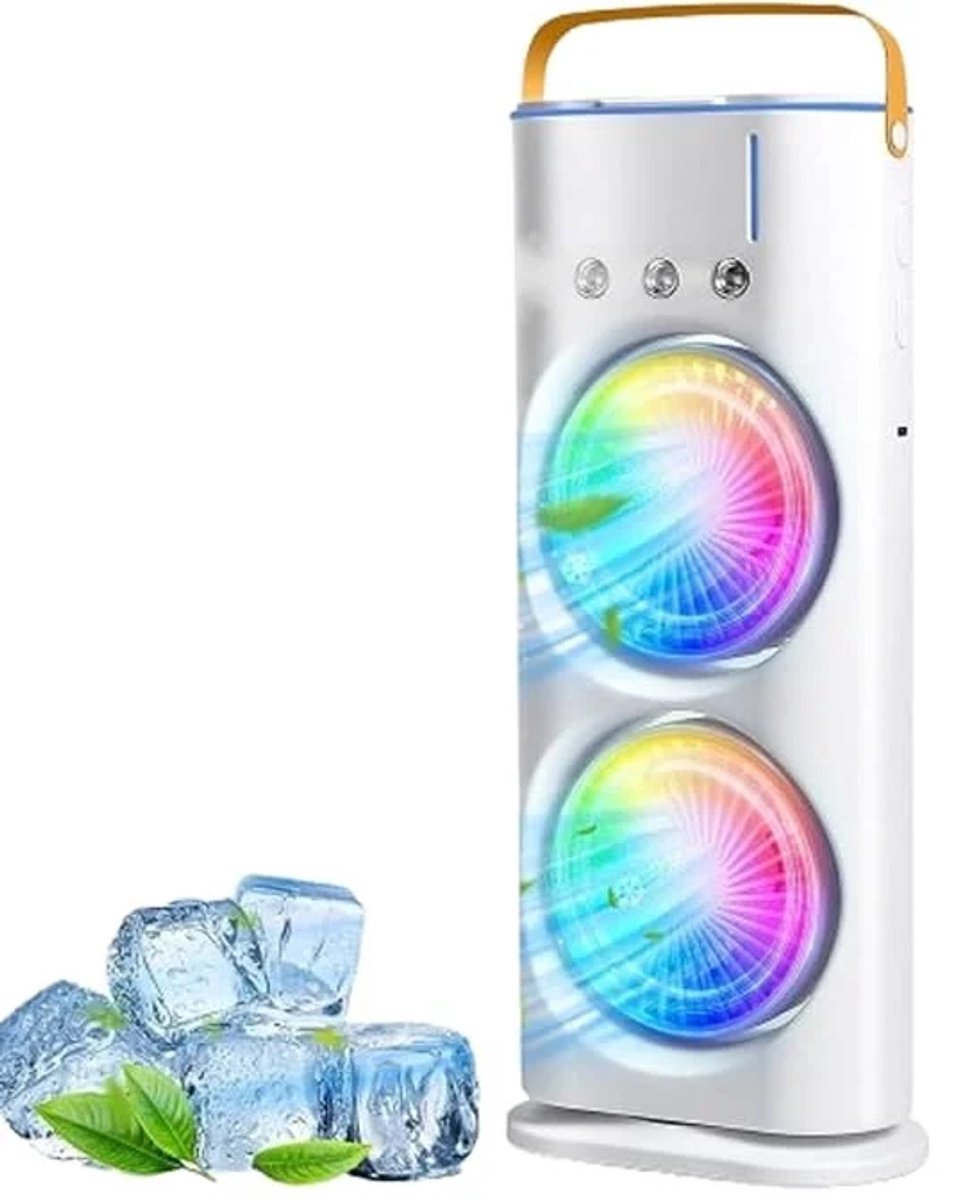 Bureau Ventilator met Verneveling en RGB Verlichting – Andowl F600 – USB – 3 Snelheden – 360° Draaibaar