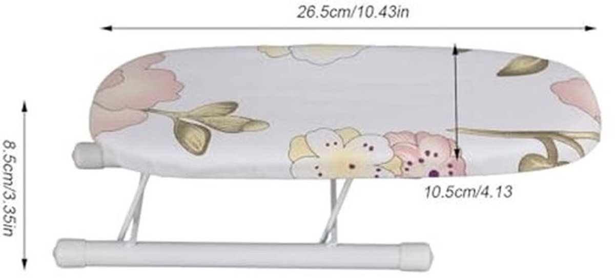 Strijkplank Mini - Opvouwbare Benen - Katoenen Hoes - Antislip Voetafdekking - Afmetingen 2 x 1 cm - Afneembaar en Wasbaar - Strijktafel