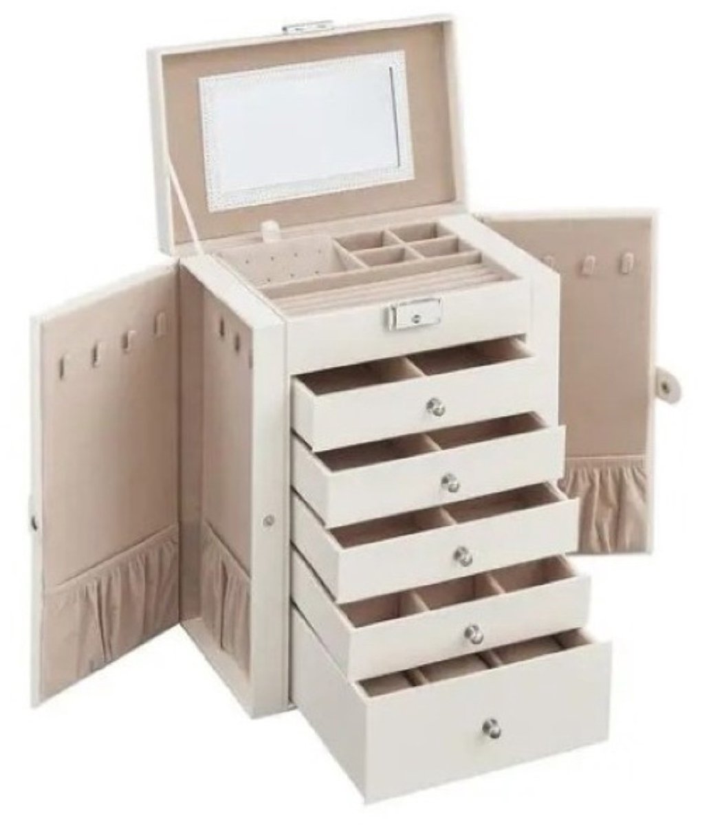 ArtiZo sieradendoos met zijvouwdeuren - elegant uitstraling - afsluitbaar - fluweel - 6 niveaus - 15,6 x 26 x 32 cm