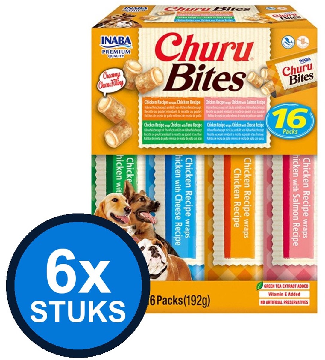 6x Inaba Churu Bites Hond Mix - Hondensnack - 16x12g