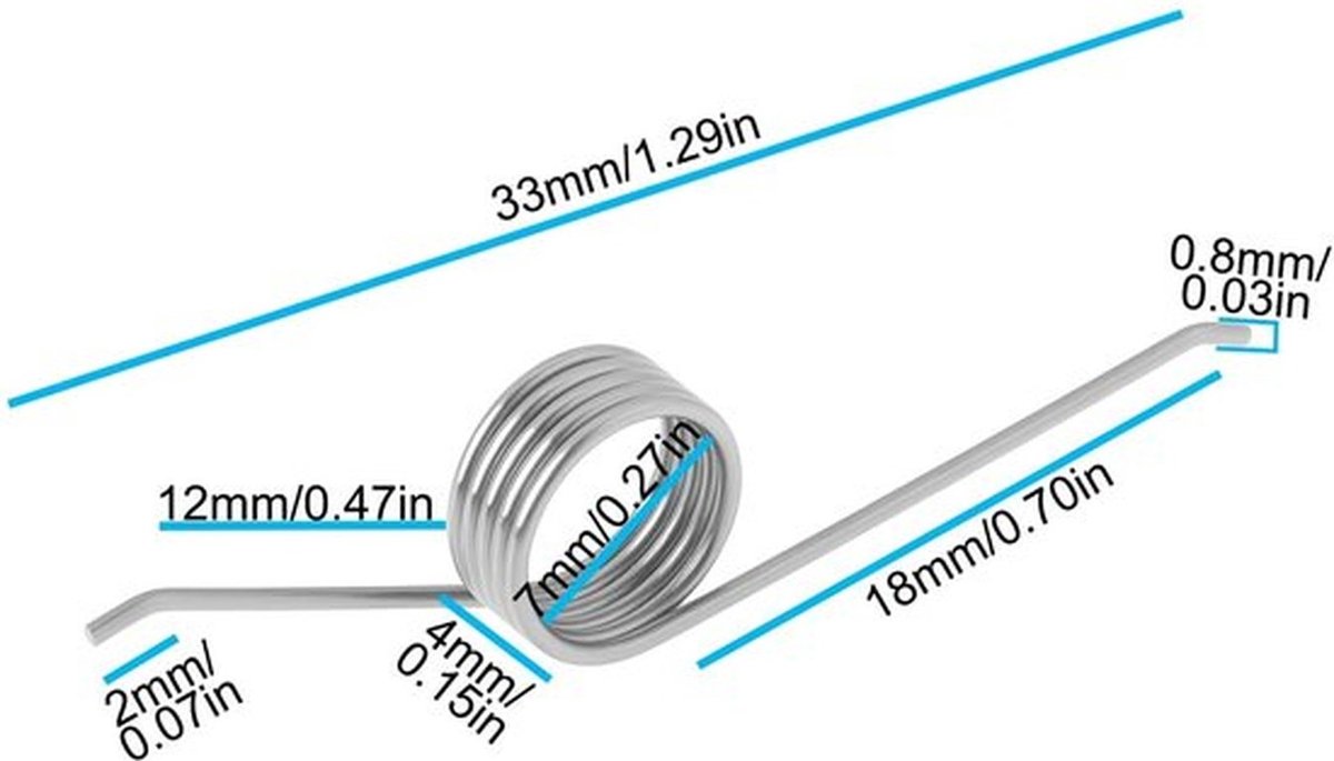 Drukprullenbak - 20Pcs Drukveer - Roestvrij Staal - Compact Formaat - Handdruk/Voetpedaal - Eenvoudig te Vervangen - Vuilnisbakveer