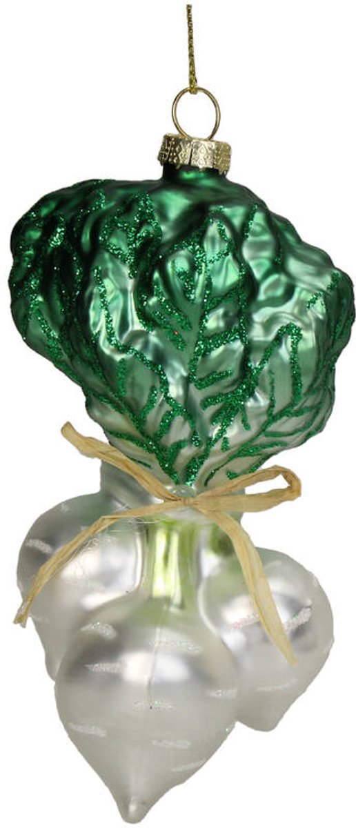 HD Collection Kerstornament Radijs Groen Glas 12,2 cm – Kersthanger – Kerstboom Decoratie
