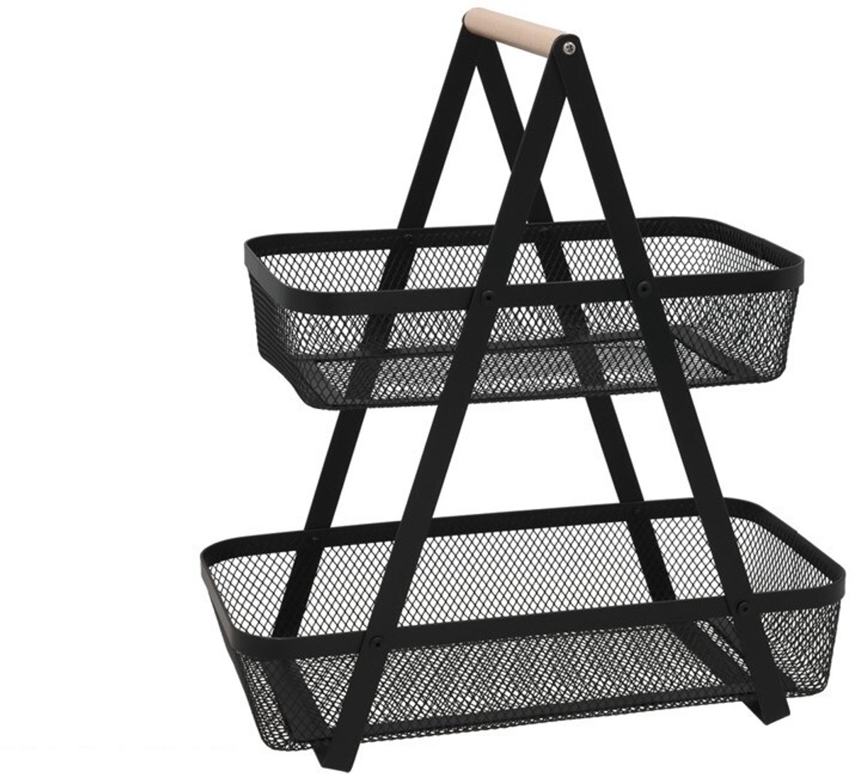 Estante | Premium Fruitmand 2 Laags - Fruitschaal Etagère voor Keuken - Draadmand Zwart - Geen montage