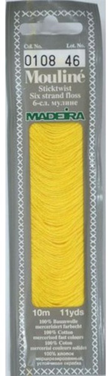 Borduurgaren Madeira Mouline 10 meter 6 draads splijtgaren - geel (108)