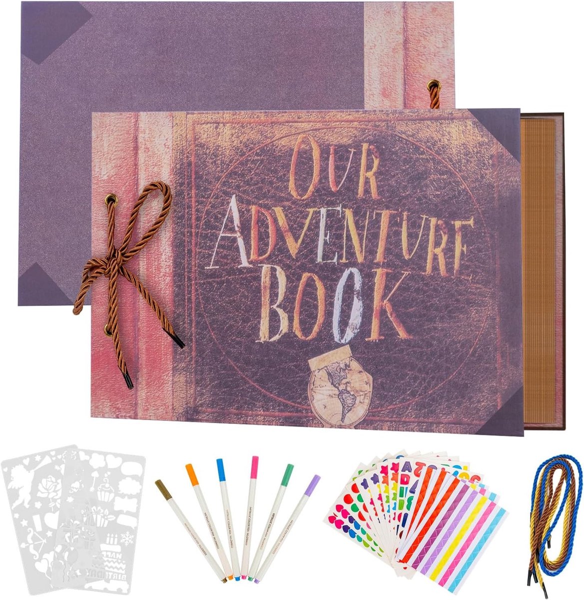 DIY Fotoalbum voor Avonturen, Vintage Scrapbook met 40 Bladen en 80 Pagina's, Perfect als Trouwalbum of Cadeau voor Kerst en Verjaardag