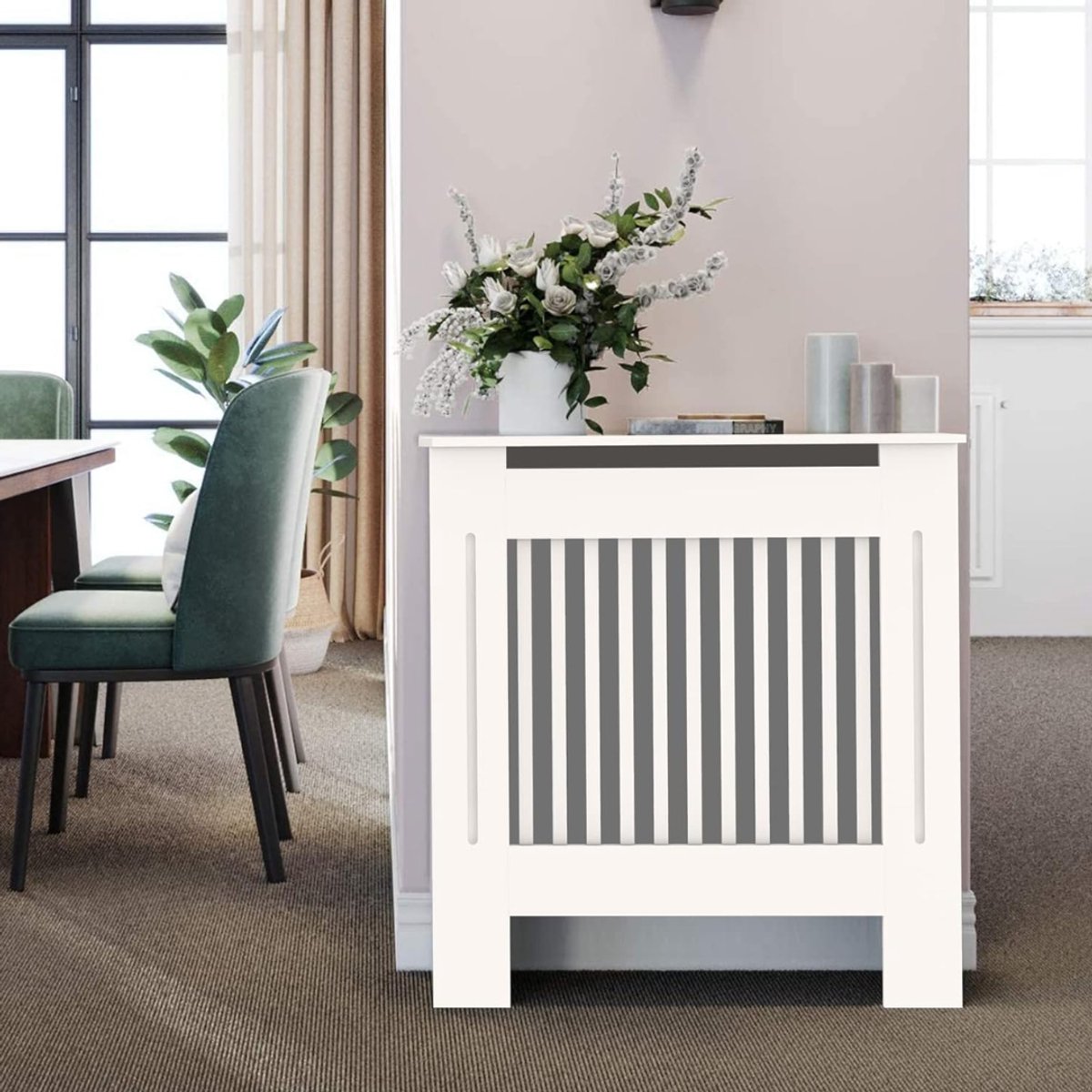 ZRNS® Radiatorbekleding - Radiator Ombouw - 78 × 19 × 92 cm - Hout - Wit
