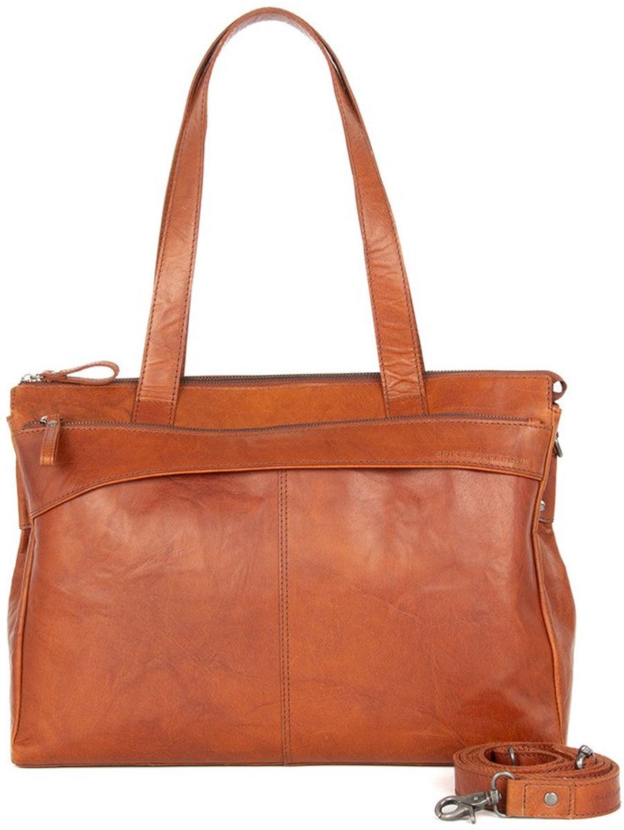 Leren Laptop Schoudertas - 15.6 inch - Yasmijn - Brandy Cognac