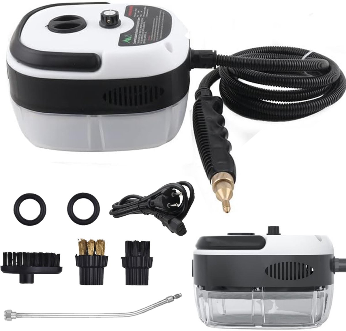 Handstoomreiniger - Stoomreiniger 2500W - Tot 105°C Hete Stoom - 6 Instelbare Standen - 1000 ml Waterreservoir - Inclusief 3 Borstels - Voor Keuken, Badkamer, Meubels en Auto