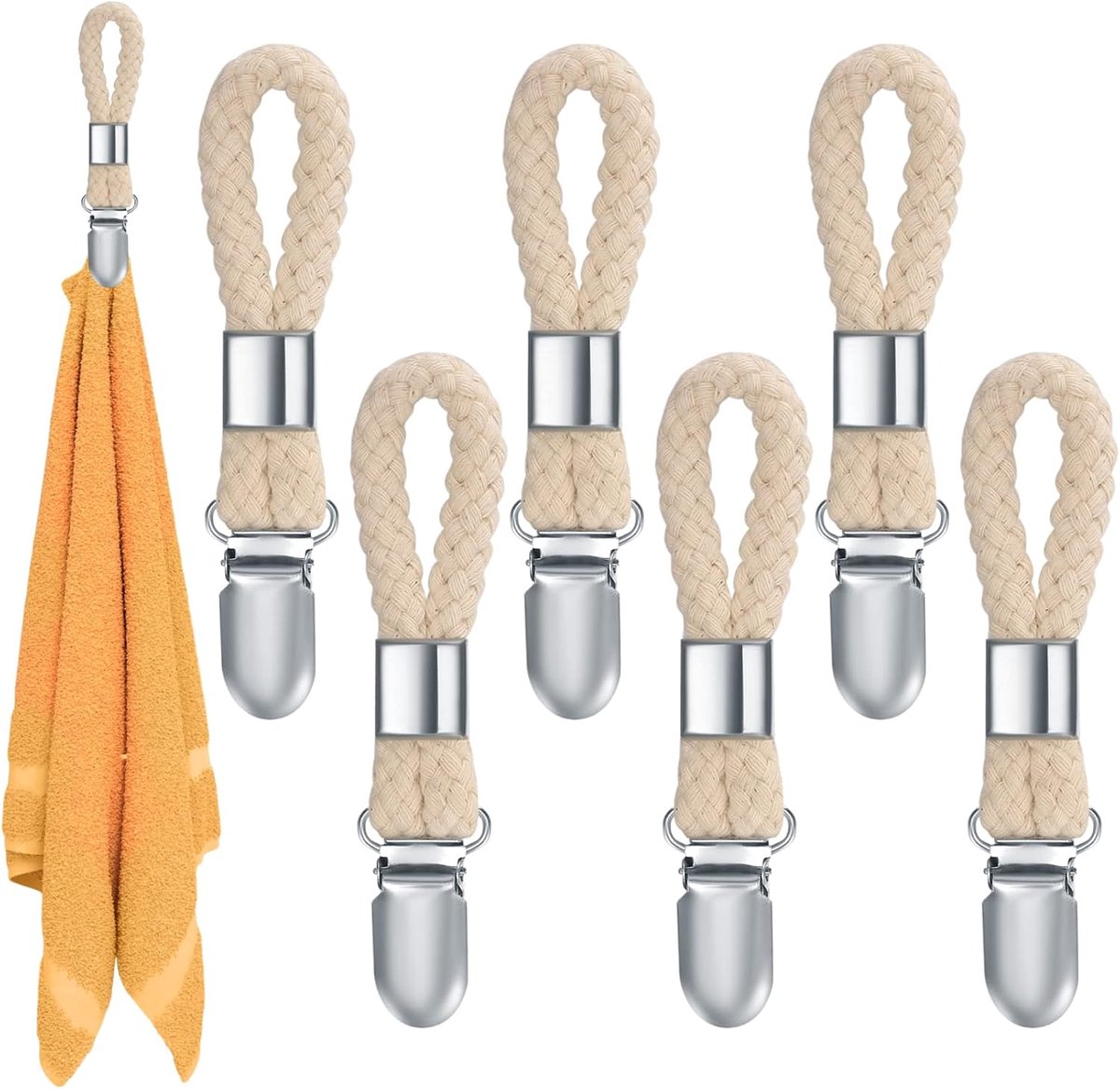 Handdoek Clips Met Lusjes - 6 Stuks Handdoekhaken Voor Badkamer En Keuken - Stevige Klemmen Voor Handdoeken En Theedoeken - Gemakkelijk Op Te Hangen Handdoekhouder