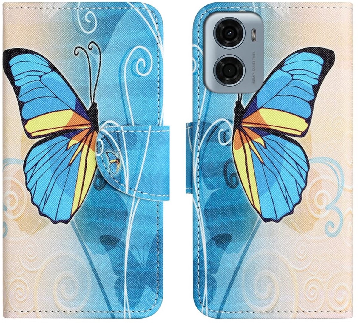 Coverup Hoesje - Geschikt voor Motorola Moto G06 / G06 Power Hoesje - Coverup Book Case - Blauwe Vlinder