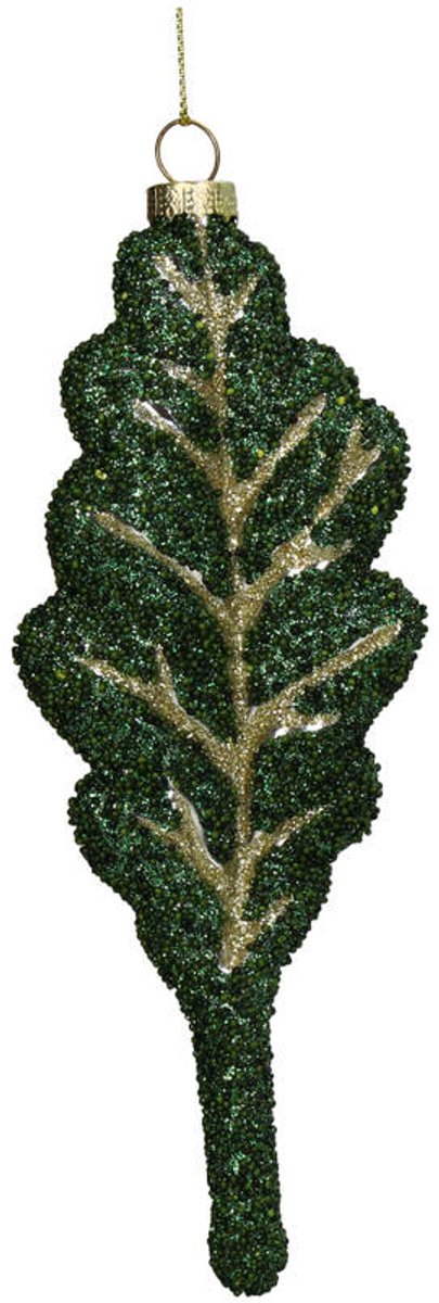 HD Collection Glazen Kerstornament Boerenkool – Groen – 16,3 cm – Kersthanger – Kerstdecoratie