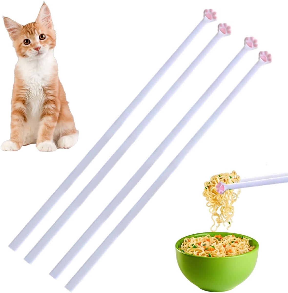 2 Pairs of Cat Sticks for Kids, Reusable Cat Claw Sticks, Funny with Animal Chopsticks, Creative Gifts for Family and - ShopVlot