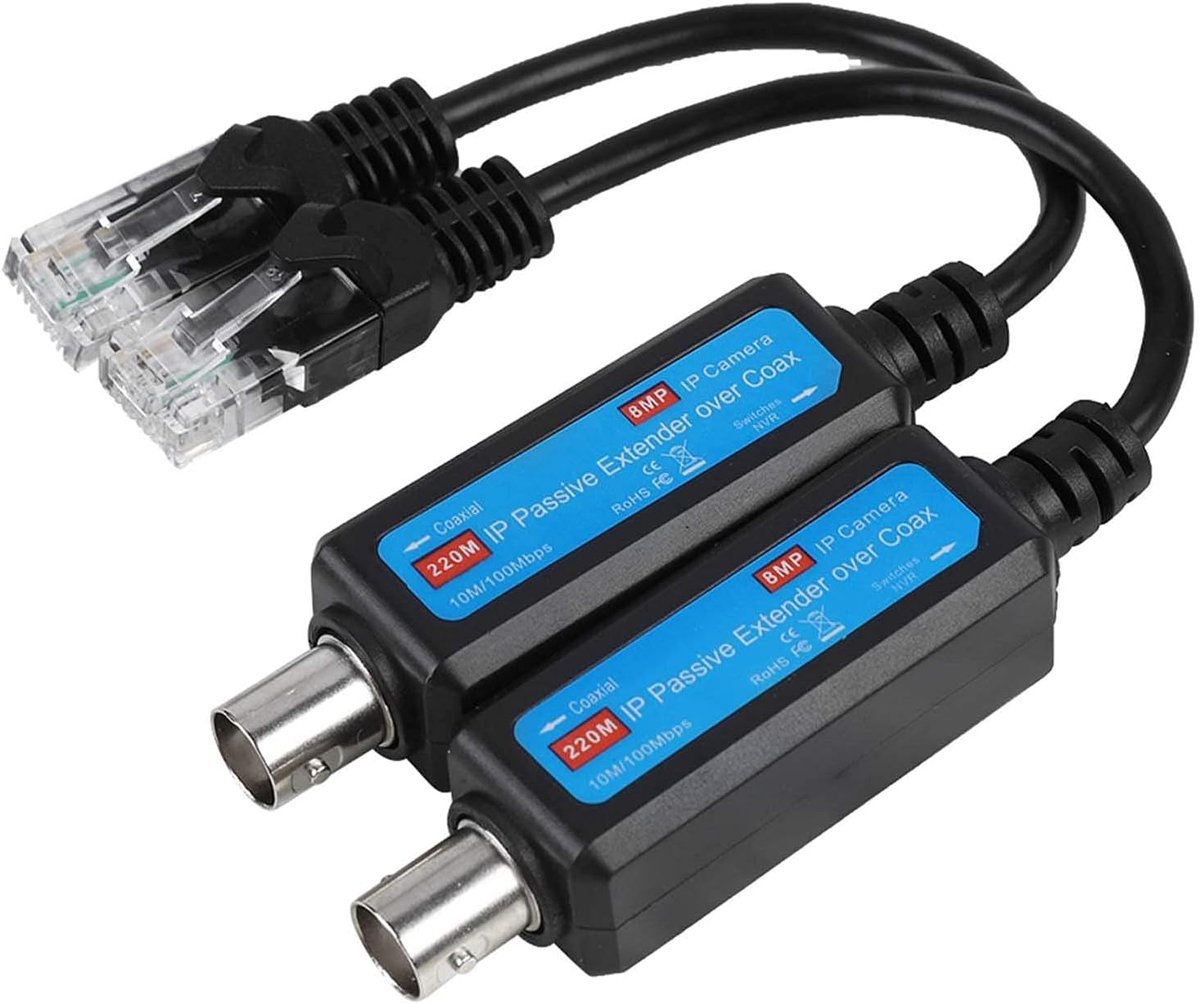 Coax naar Ethernet Adapter - 10/100Mbps - Passieve IP Netwerk Extender - Voor bewakingscamera's - ShopVlot