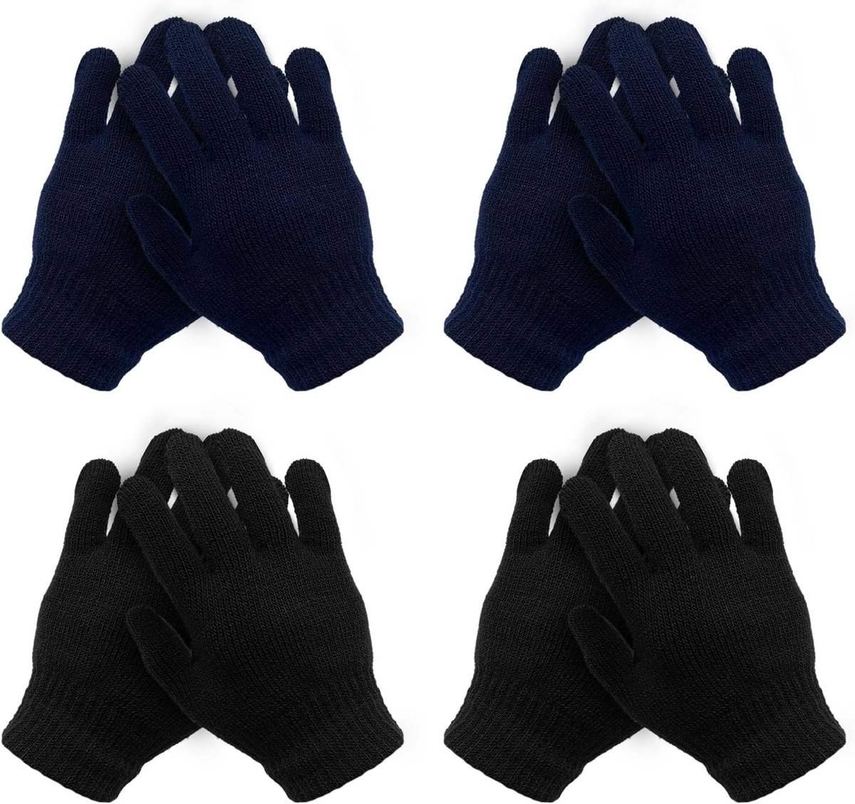 Kindergloves 4 paar - magische winterhandschoenen - rekbaar en warm - voor meisjes in de basisschoolleeftijd - ShopVlot