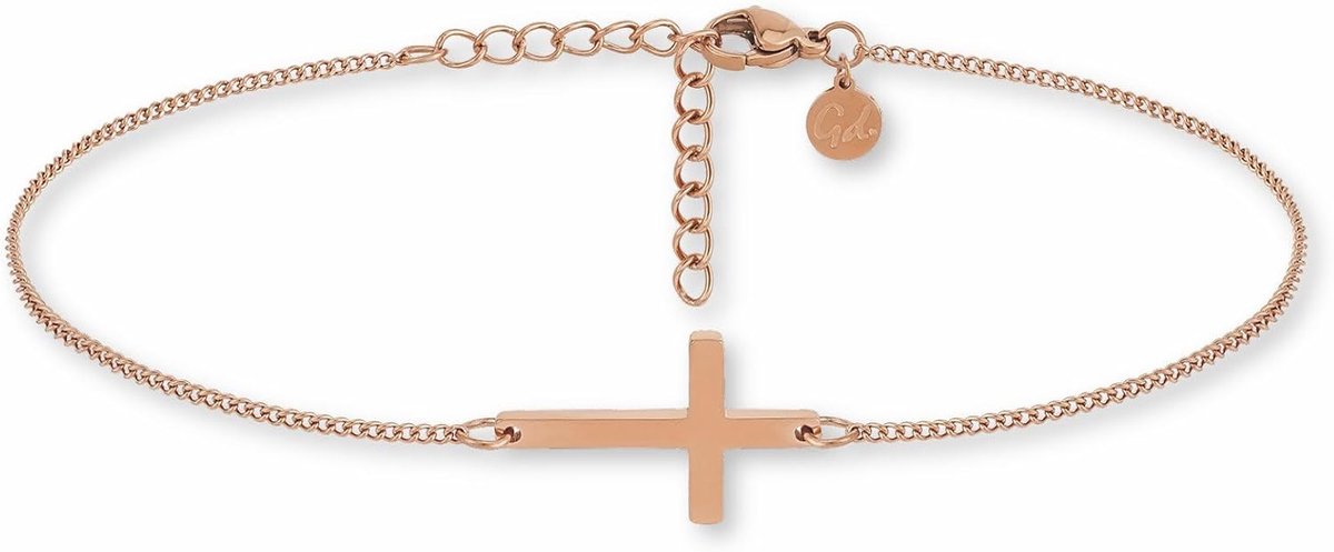 Enkelbandjes met kruis hanger - 316L roestvrij staal - 18K goud, roségoud of zilver - ShopVlot