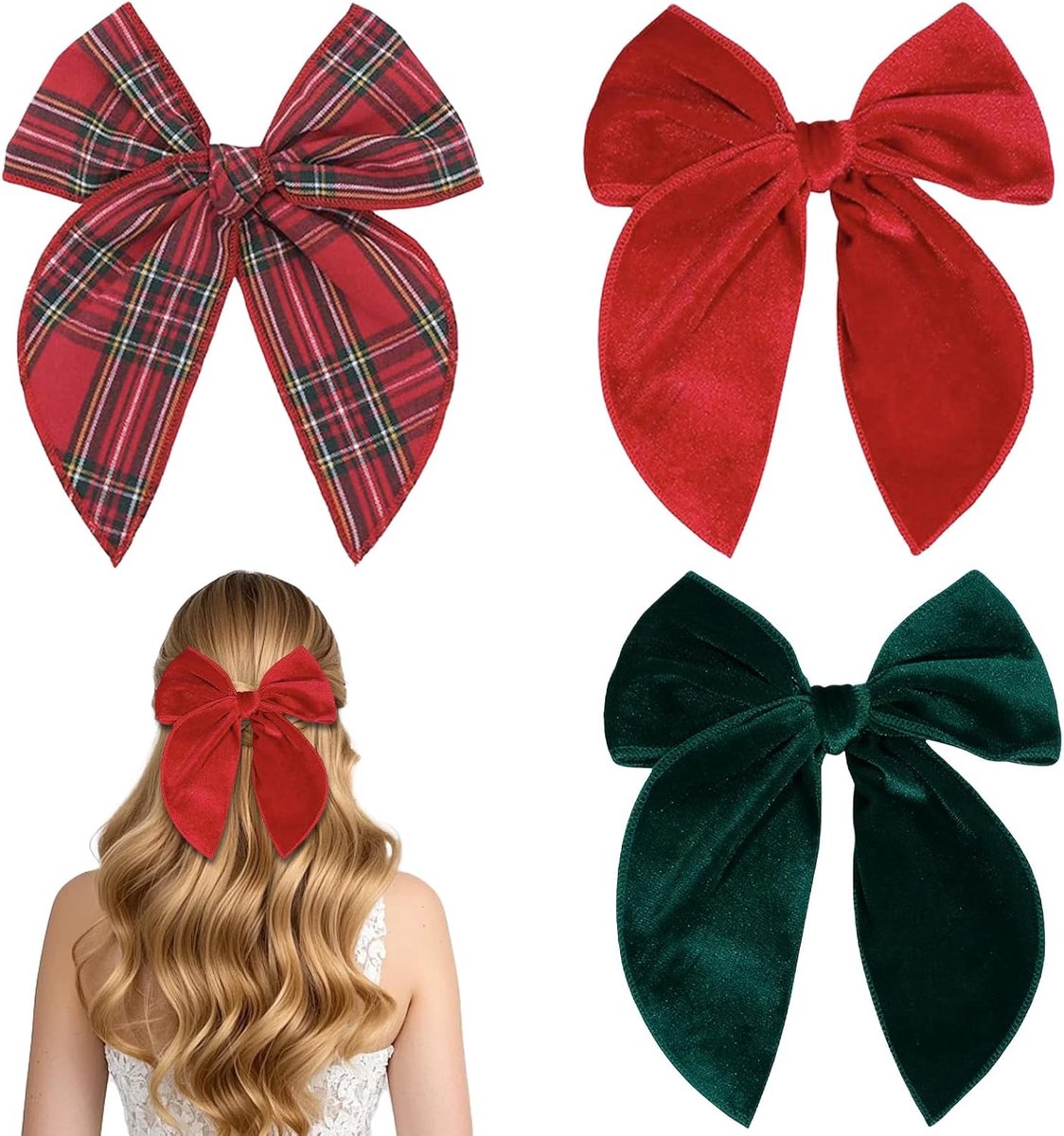 Haarclips 3 stuks - schattige strik - Franse haarspeld - vrolijke haaraccessoires voor feestdagen - ShopVlot