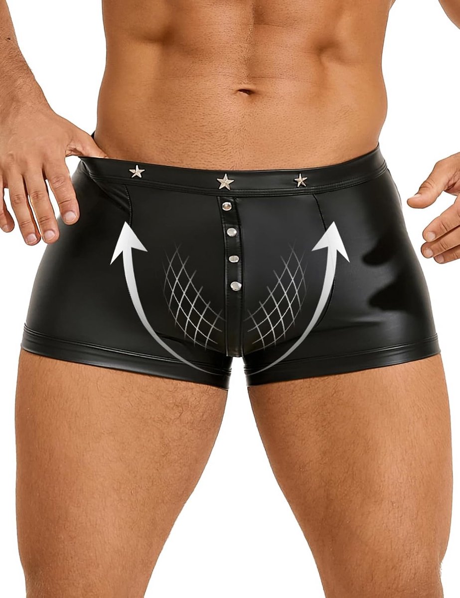 Boxershorts voor mannen - sexy faux leer - elastische string - luxe uitstraling - ShopVlot