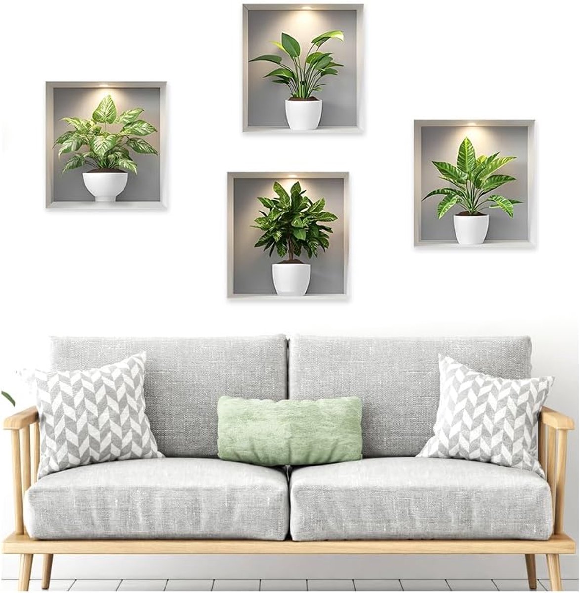 Muurstickers planten 40 x 30 cm - decoratieve stickerset - moderne wanddecoratie - perfect voor slaapkamer en keuken - ShopVlot