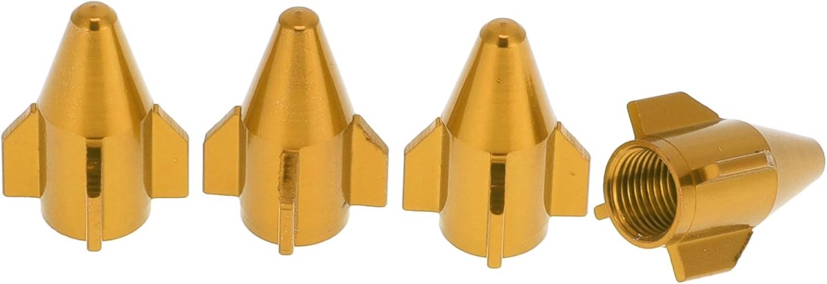 Tire valve caps 7x22mm - goudkleurig aluminium - decoratief ontwerp - beschermt ventielen - ShopVlot