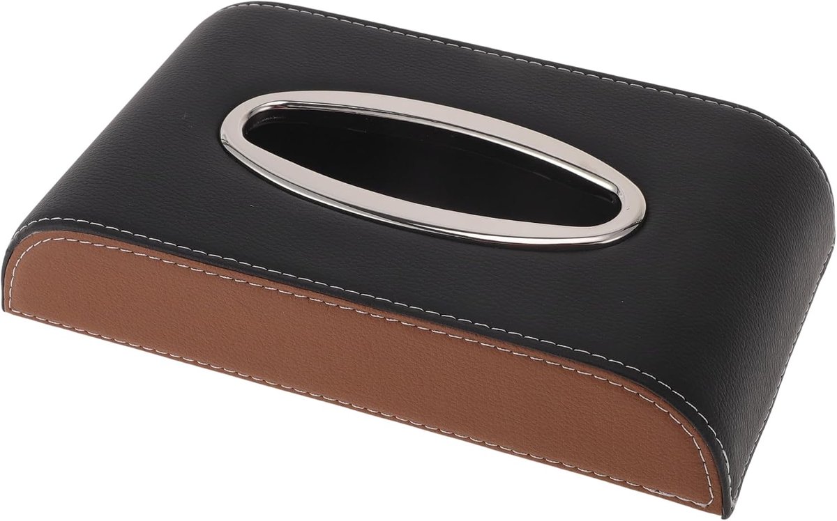 Auto tissue houder - 9.46"x5.9" - PU zwart bruin - vrijstaand ontwerp voor gemak - ShopVlot