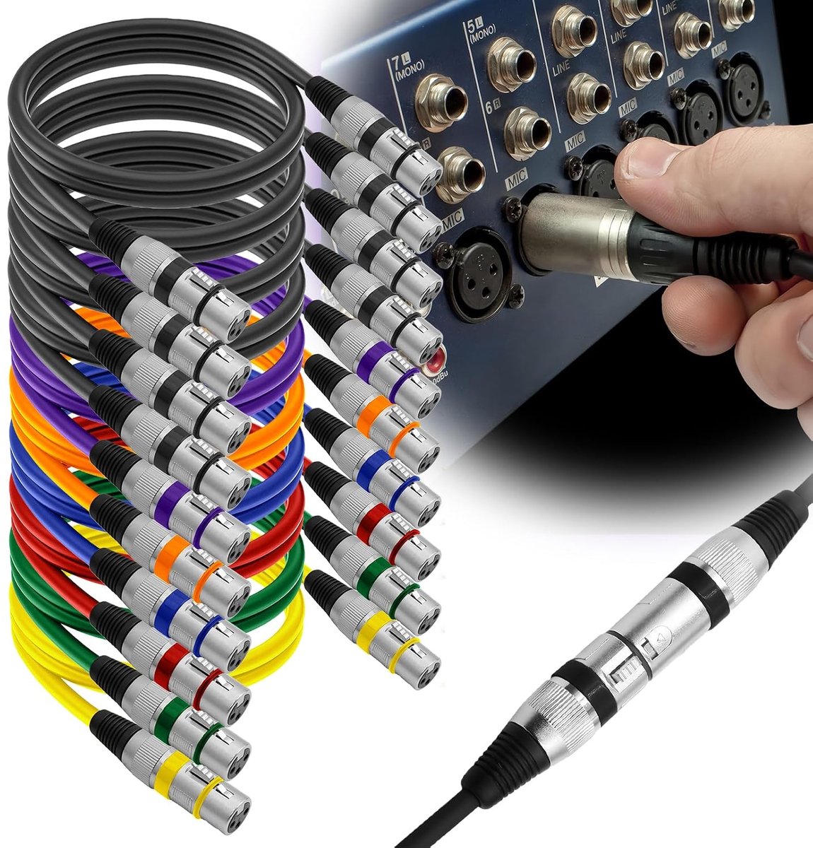 XLR kabels 1m - 10 stuks - flexibele en duurzame microfoon kabel - perfecte signaaloverdracht - ShopVlot