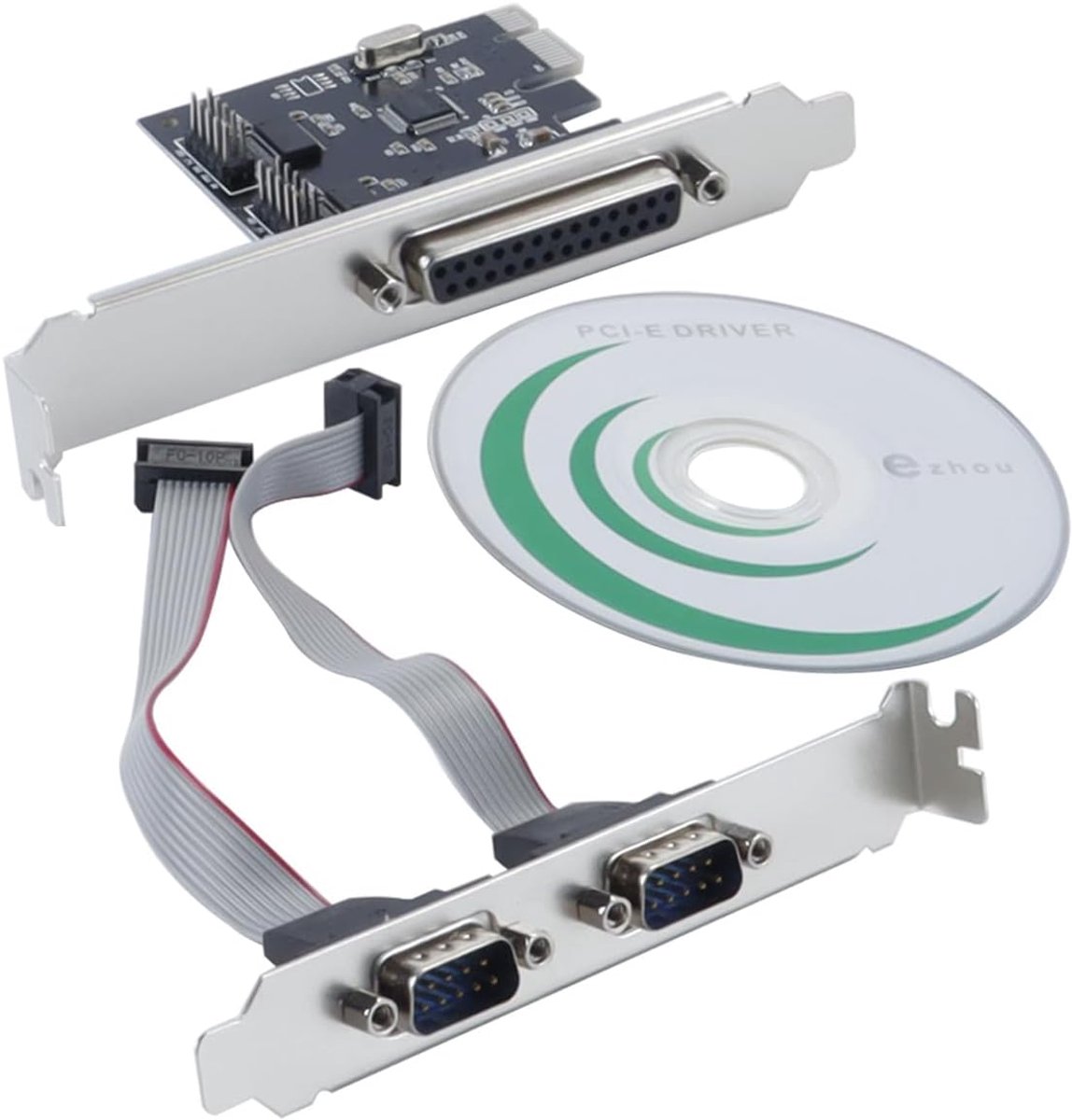 RS232 PCI Express interfacekaart - PCI-E naar dual RS-232 poorten - 1 DB25 parallelle poort - ShopVlot