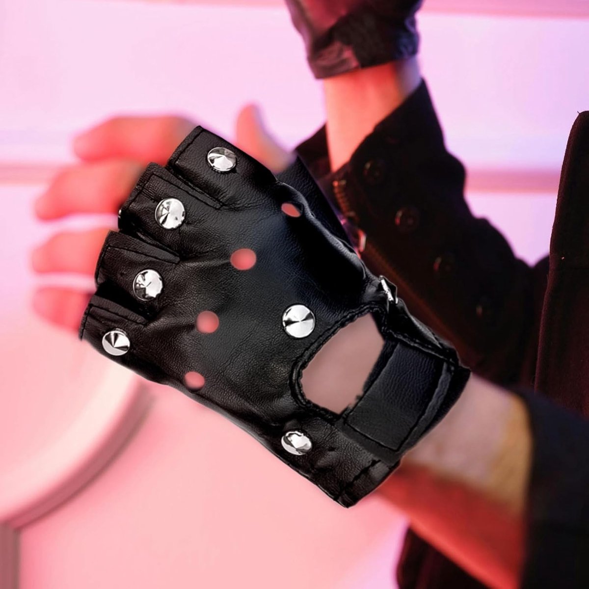 Vingerloze leren handschoenen - PU leer - punk stijl - ideaal voor Halloween - ShopVlot