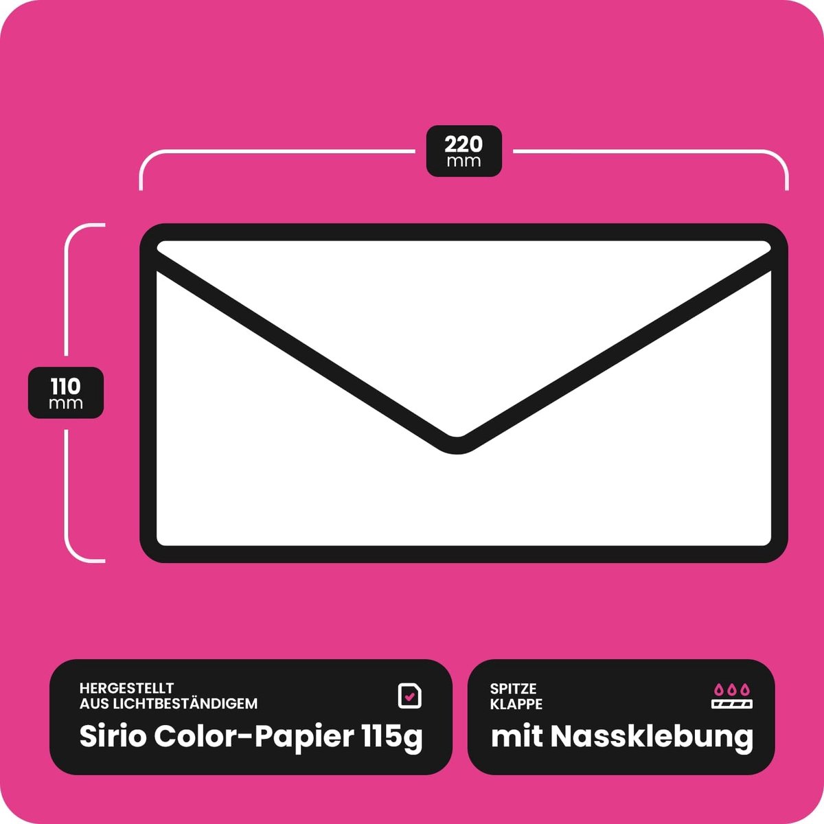 Enveloppen 110x220mm - Sirio Color Blauw - Puntflap - Perfect voor uitnodigingen - ShopVlot