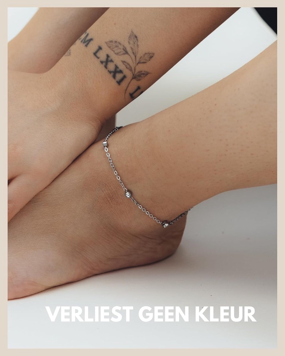 Anklet voor vrouwen verstelbaar 22-27cm - RVS in 18K goud en zilver - Waterdicht - Sprankelende dots - ShopVlot