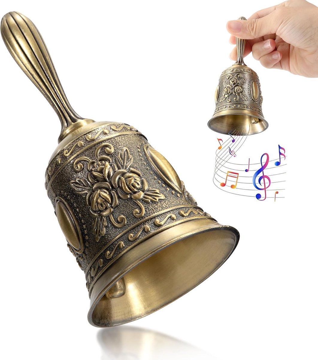 Handbel - hoogwaardig messing - vintage uitstraling - krachtige klank voor receptie - ShopVlot