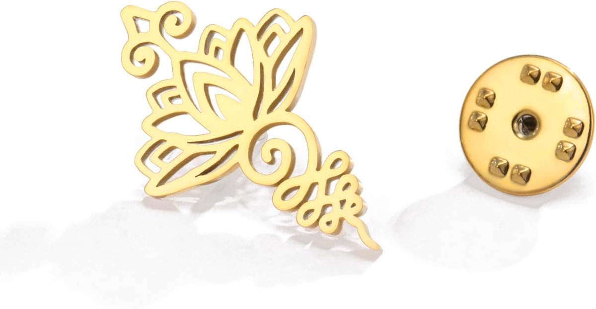 Dreamtimes Unalome Brooch Lotus Flower Stainless Steel Symbol Amulet Brooch Spiritual Jewelry for Yoga Meditation - ShopVlot