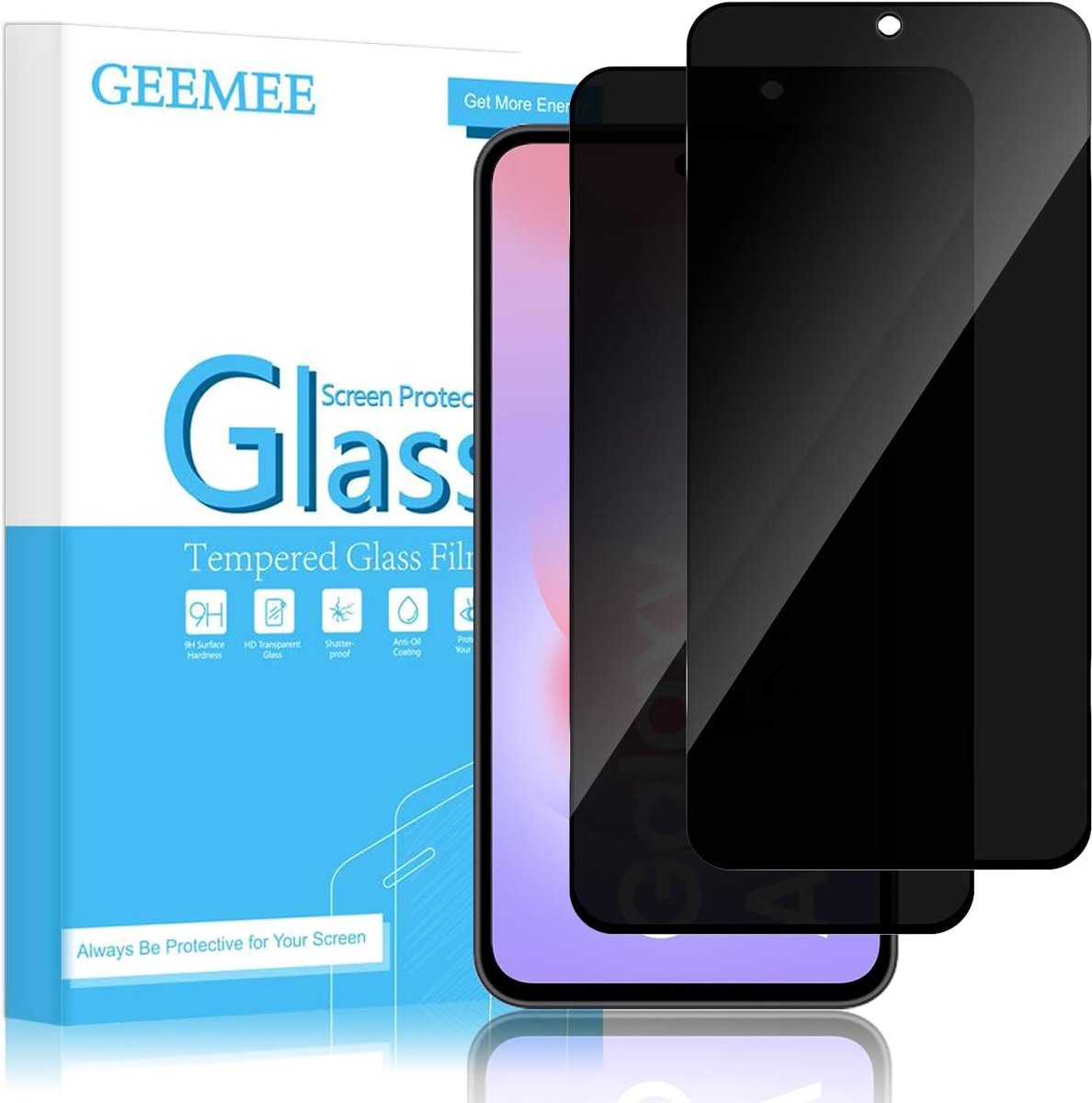 Beschermfolie voor Samsung Galaxy A37 5G, 2 stuks, 9H hardheid, privacy, luchtbelvrij, anti-spy, anti-spy - ShopVlot