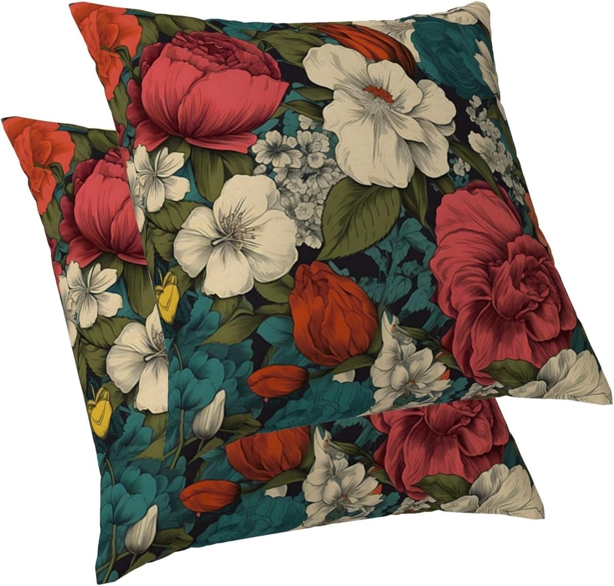 Vintage Pillowcases Peony Flower Colorful Pillow Aesthetic Art Linen Square Cushion Cover for Home Decoration Living - ShopVlot