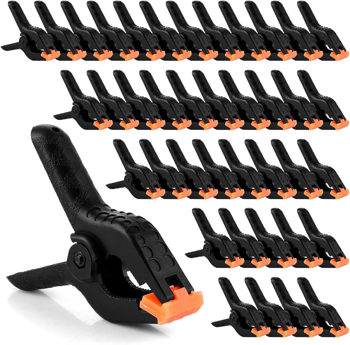 40Pcs Spring Clamps, 4 Inch Nylon Clamp with Black Housing and Orange Beak, for Photo Paper Cloth Wood Hobby Assembly - ShopVlot