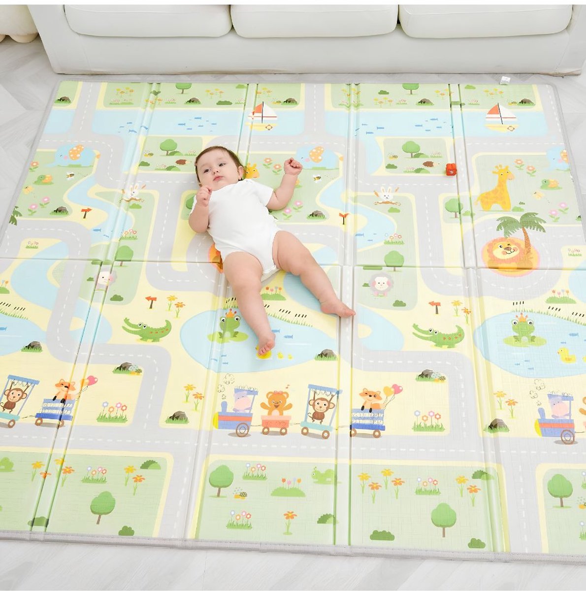 VALI® Speelmat - Sport-en Babyspeeldeken - Kussentje - Groen - 180cm x 150cm x 1cm