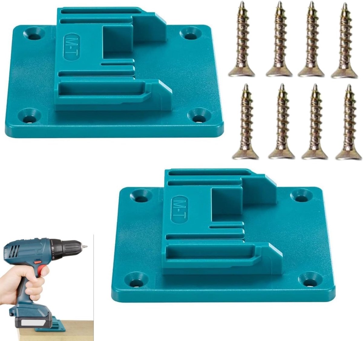2 x Power Tool Wall Mounts, Drill and Machine, Compatible with 14.4/18 V, Includes Screws, Organizer for Workshop and - ShopVlot