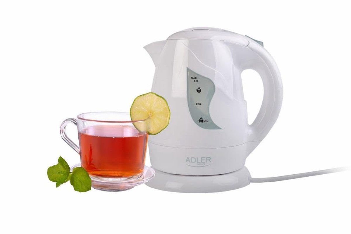 Waterkoker 1 liter - plastic - wit - snel koken - ShopVlot