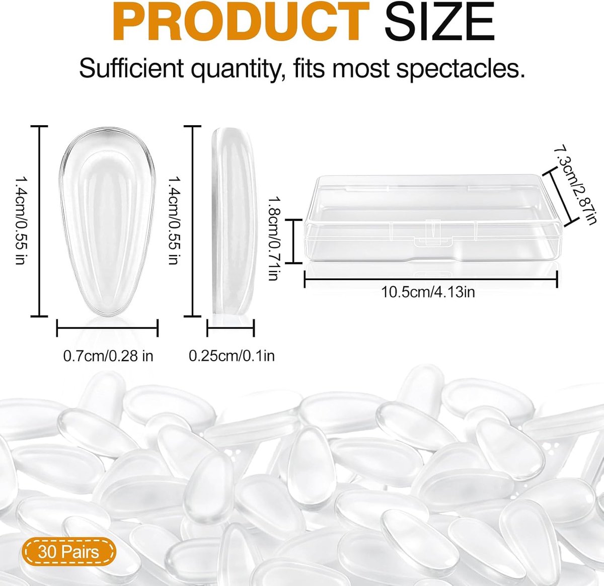 30 paar siliconen neuspads, neuspads, bril, zelfklevend, antislip kleefpad, brilaccessoires voor brillen en - ShopVlot