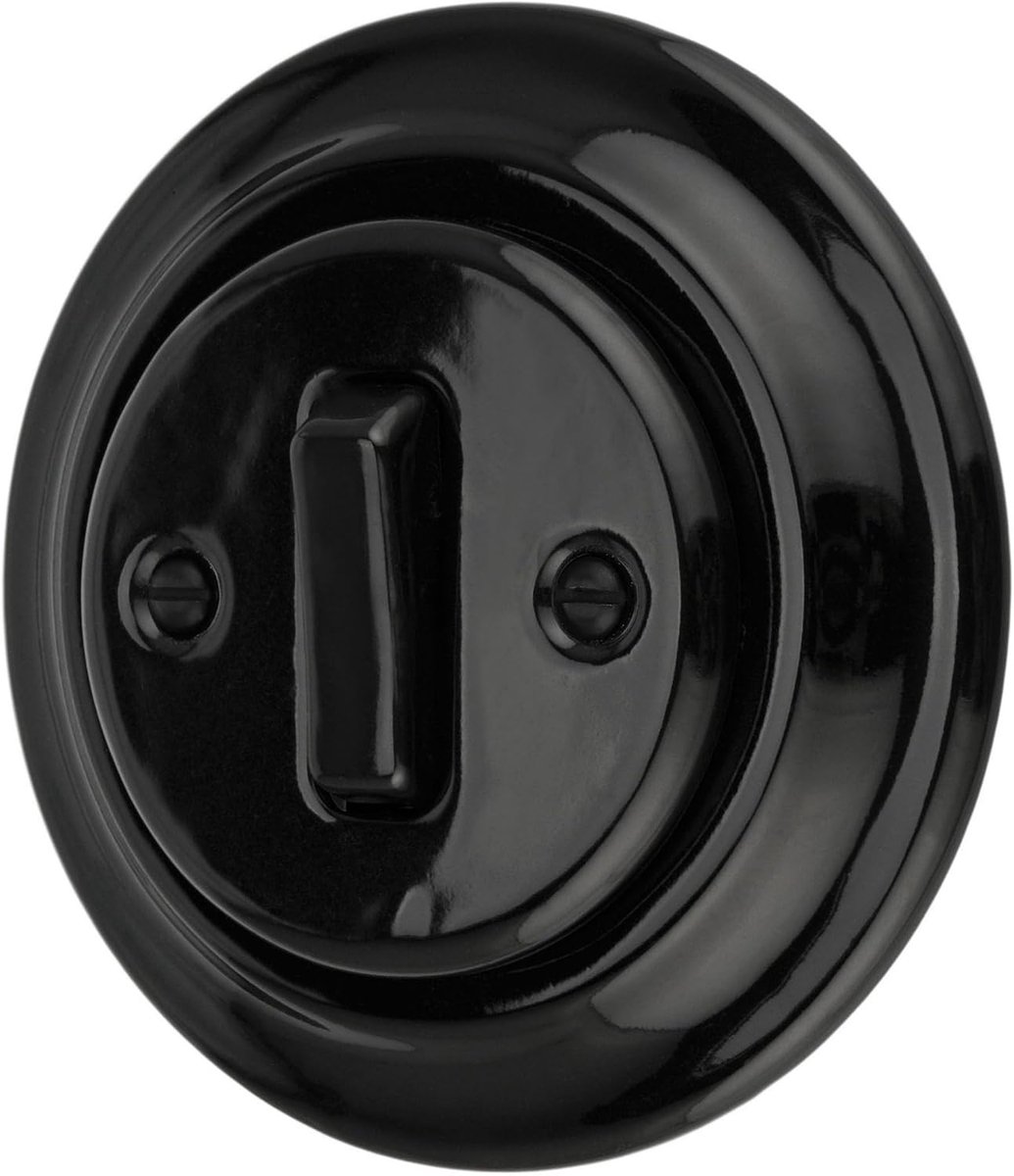 Recessed porcelain retro button, bell button, all-in-one, series PR1 black - ShopVlot